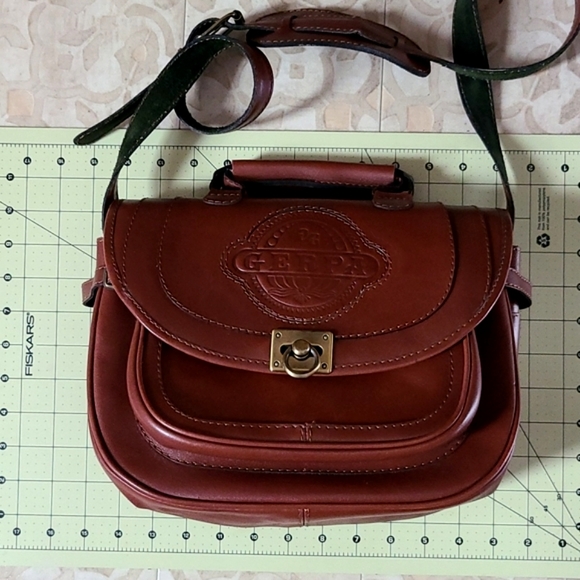 Vintage GERPA Real Brown Leather Purse Satchel Handbag Crossbody - Picture 11 of 15